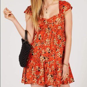 Free People Pattern Play Orange Red floral Dress
